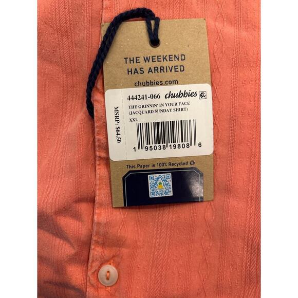Chubbies The Grinnin' in Your Face Sunday Shirt Coral XXL - Picture 6 of 6